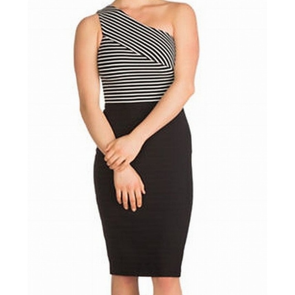 Guess Women's One-Shoulder Striped Sheath Dress